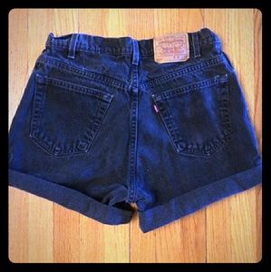 Black vintage high waisted Levi cut offs
