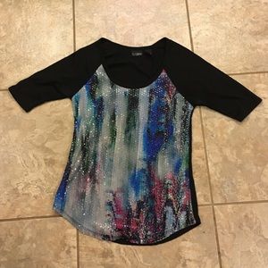 Multicolored sequin top