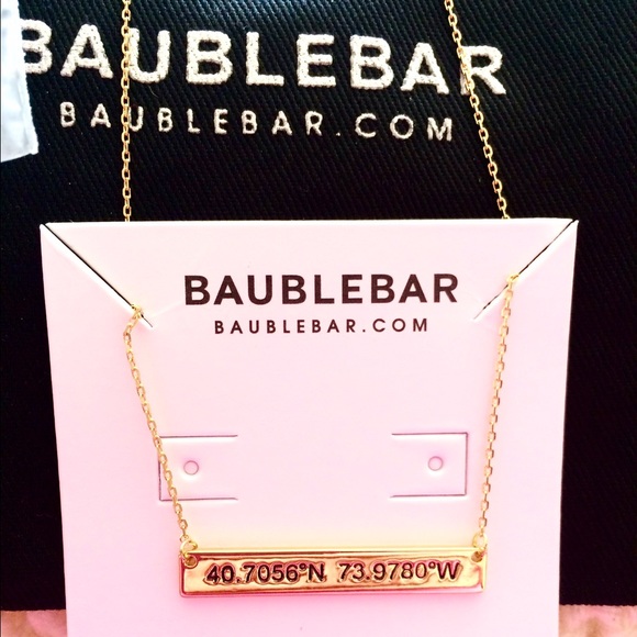 Bauble Bar NYC Engraved Coordinates Bar Pendant