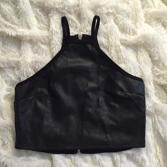 F21 Faux Leather Crop Top