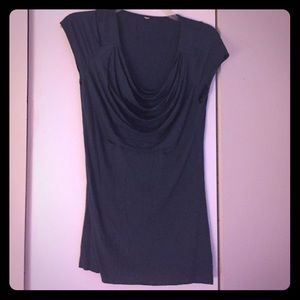 Stretchy capped-sleeve blue top from Bailey 44