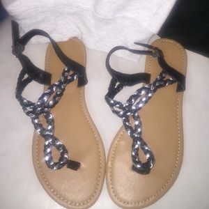 Black and silver sandals