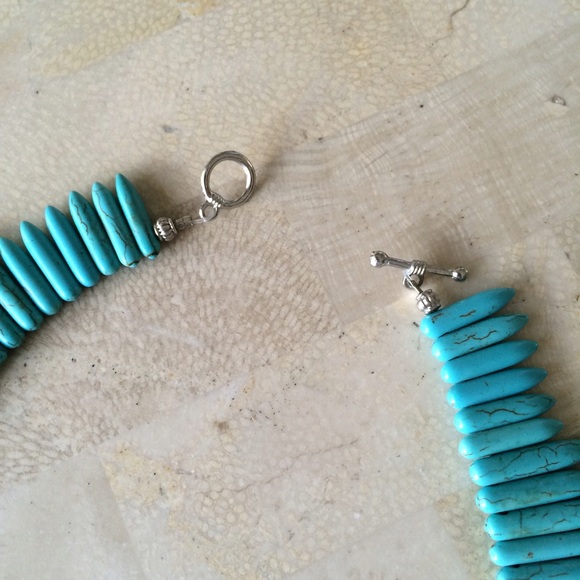 Turquoise Howlite Spike Bead Necklace - Picture 3 of 4