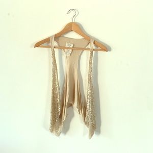 Free People Gold Sequin Vest