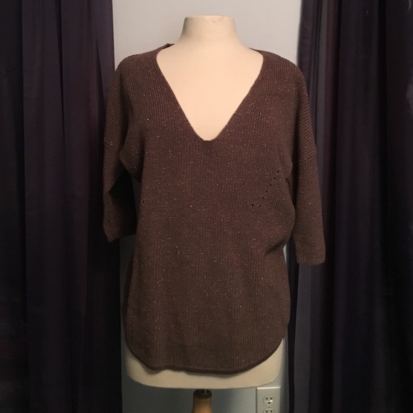 Express high-low metallic knit sweater