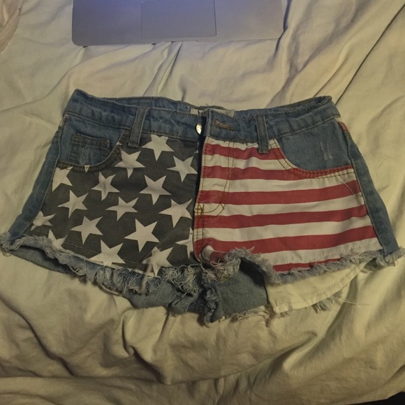 American flag jean shorts