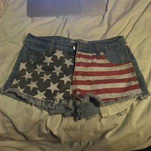 American flag jean shorts
