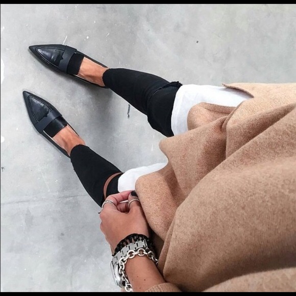 Black Mango pointy loafers.