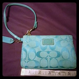 Turquoise Coach wristlet