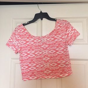 H&M pink and white tribal print crop top