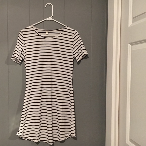 Black and white striped dress