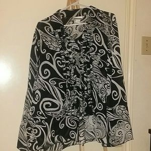 FUN PRINT Sheer black and white blouse