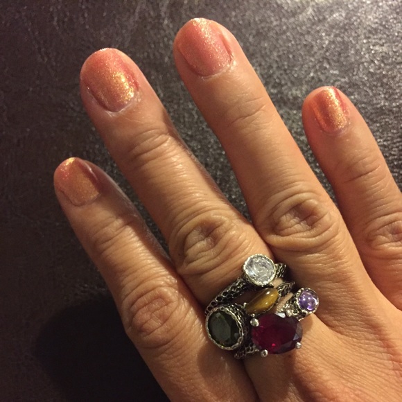 Set of 3 Silvertone Stacking Rings size 7