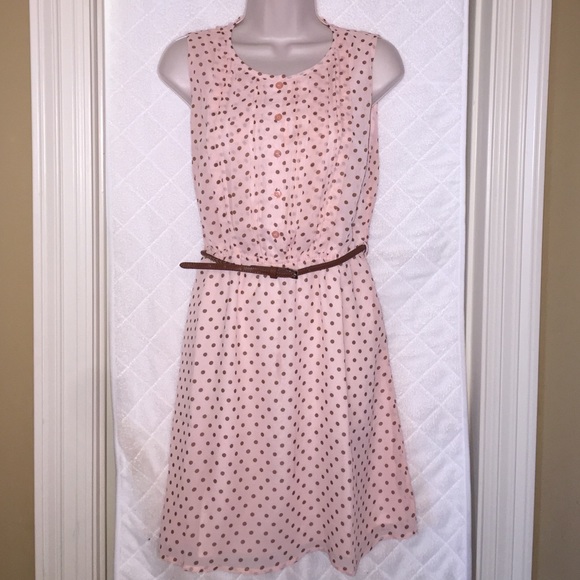 pale pink polka dot dress