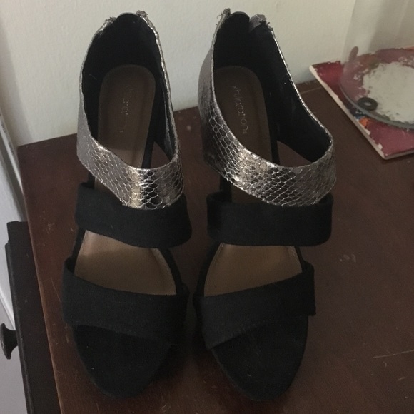 Xhilaration black and pewter (dark silver) heels