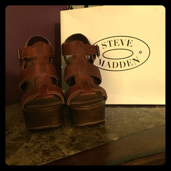 Cognac Heeled Sandal Wedges