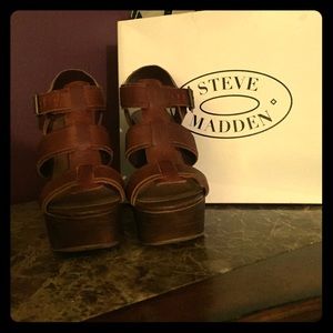 Cognac Heeled Sandal Wedges