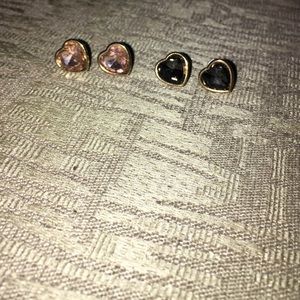 Rose gold and black heart earrings