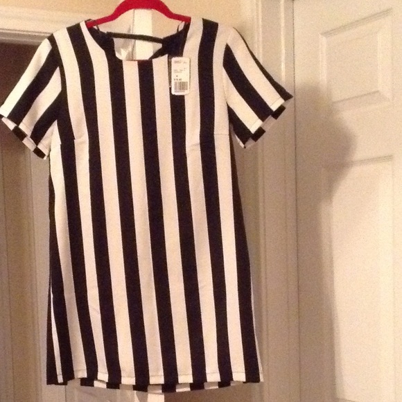 Mini Cream/Black stripe dress