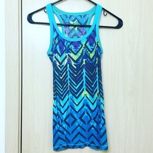 Nollie Aztec Tribal Print Blue & Green Tank Top