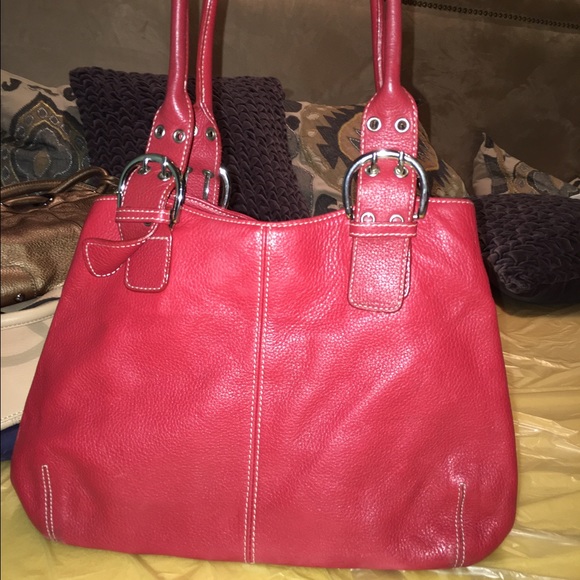 Real leather red bag