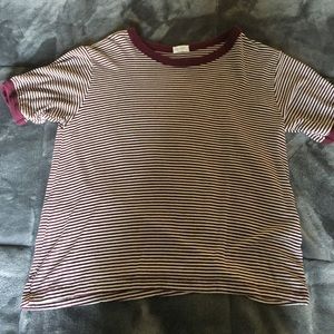 Maroon Striped Crop Top