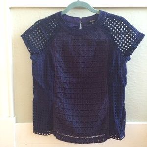 Navy Eyelet Lace shirt