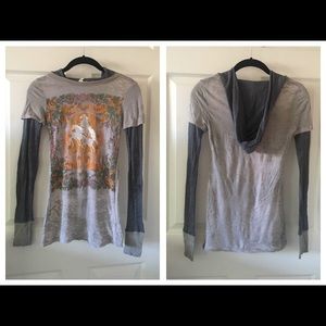 Free People Hooded Sheer Top Size Small