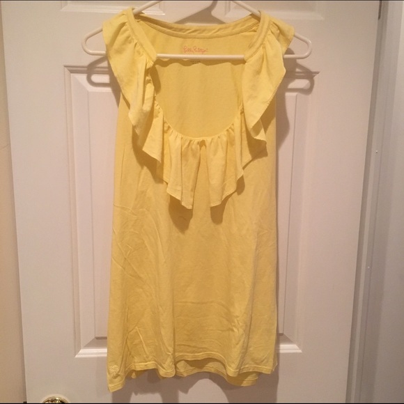 Yellow Lilly Pulitzer ruffle tank top size xlarge