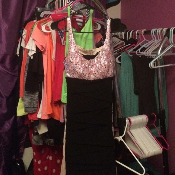 Deb dress w/ pink sequence on top
