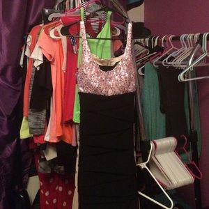 Deb dress w/ pink sequence on top