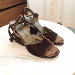 Vintage YSL Velvet Wedge Sandals