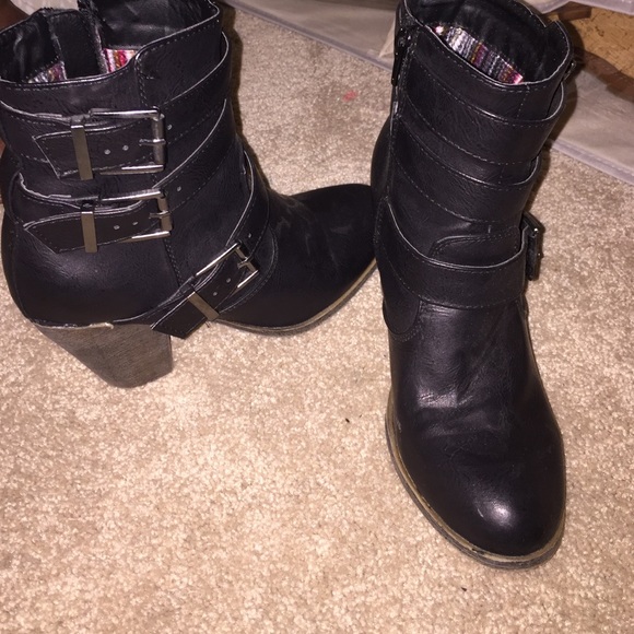 Black high ankle boots