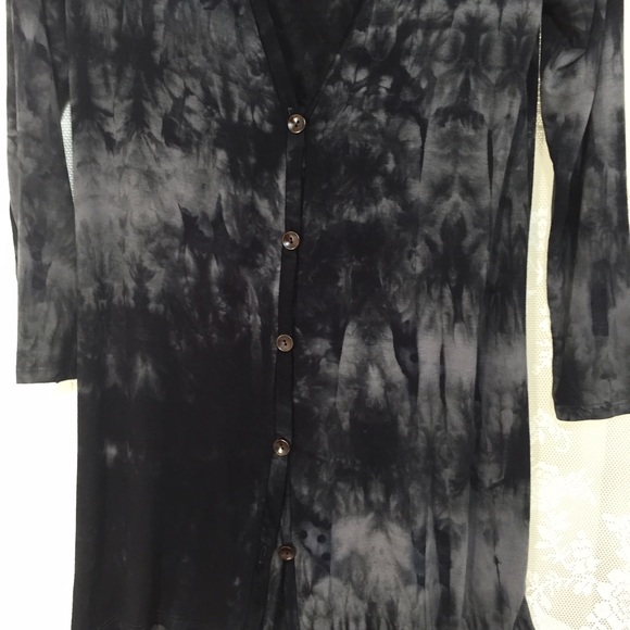 Black tie die long cardigan. FINAL CLEARANCE - Picture 2 of 3