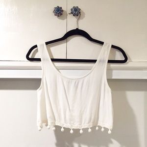 White crop top with lace detail