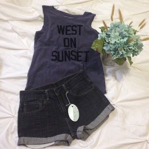 NWT High waisted black cuffed jean shorts