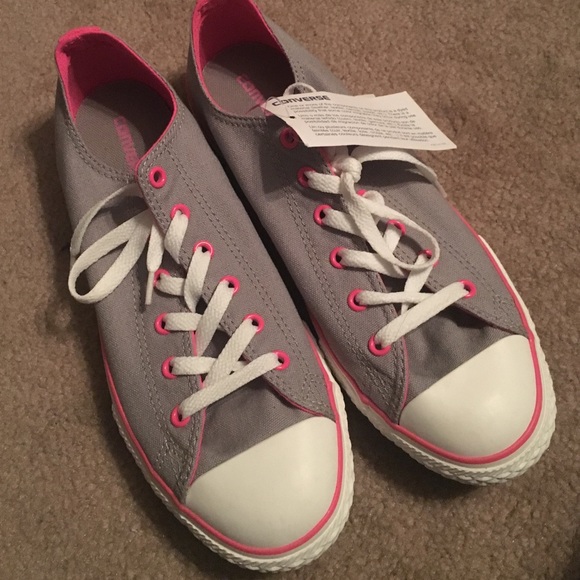 Pink & Gray Converse Shoes