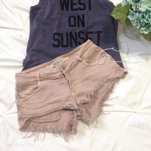 Brandy Melville blush frayed shorts
