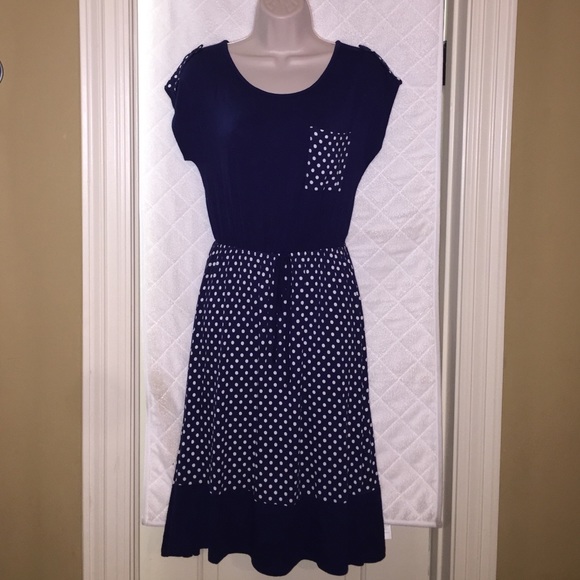 Navy polka dot dress. NWOT