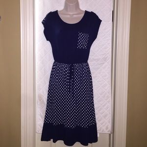 Navy polka dot dress. NWOT
