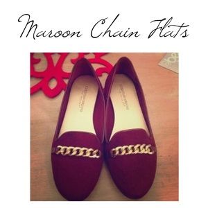 burgundy chain flats