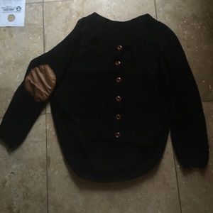 Contrast elbow cable knit jacket