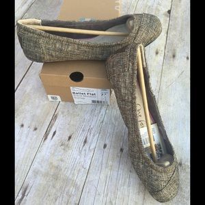 Tom's Black Metallic Burlap Classic Ballet Flat