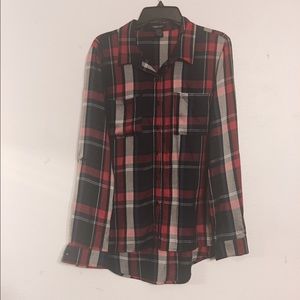 Red, white and blue plaid shirt