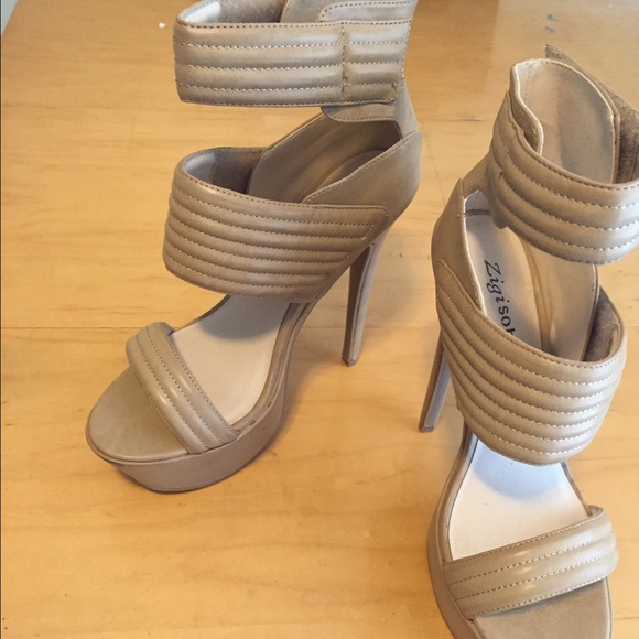 Beige open toed high heels, Never Worn! - Picture 2 of 4
