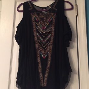 Free People Black Open Shoulder Tunic