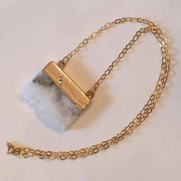 Genuine White Quartz Statement Necklace - Picture 2 of 2
