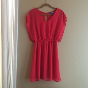Pretty red/pink dress.
