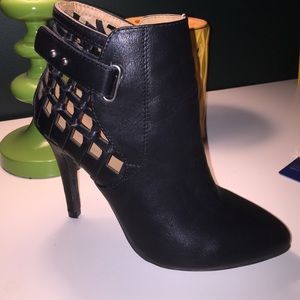 Black cutout booties