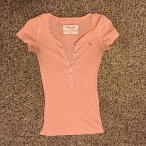 Peach Abercrombie & Fitch Henley shirt